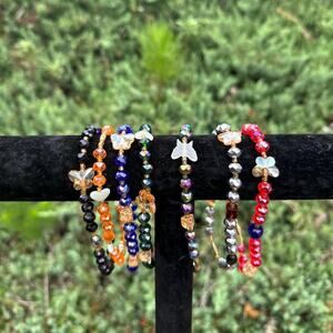 Colorful assorted beaded butterfly screw-on anklets from Ghana